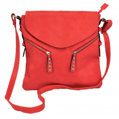 9034 - CORAL PU LEATHER CROSS BODY/ SHOULDER BAG